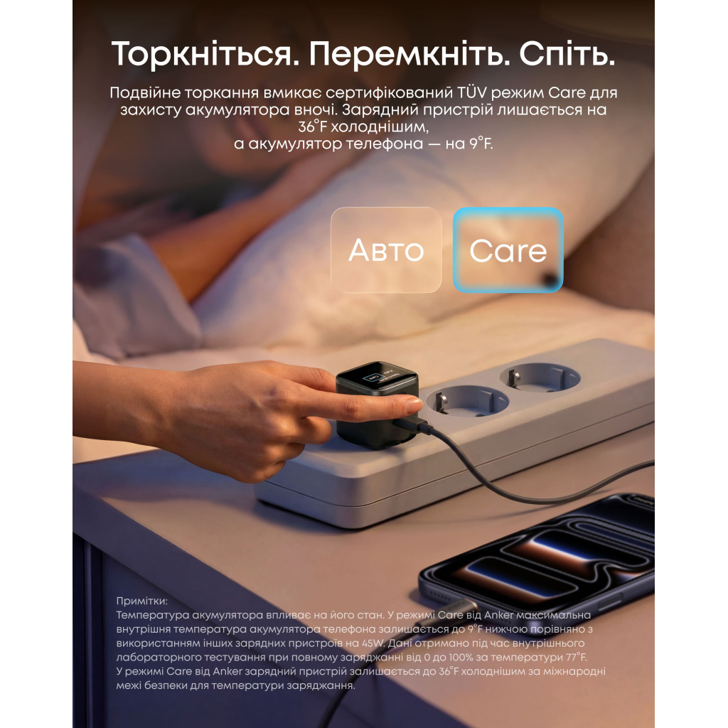 Зарядний пристрій Anker USB-C 45W Smart Display white (A121DG21)