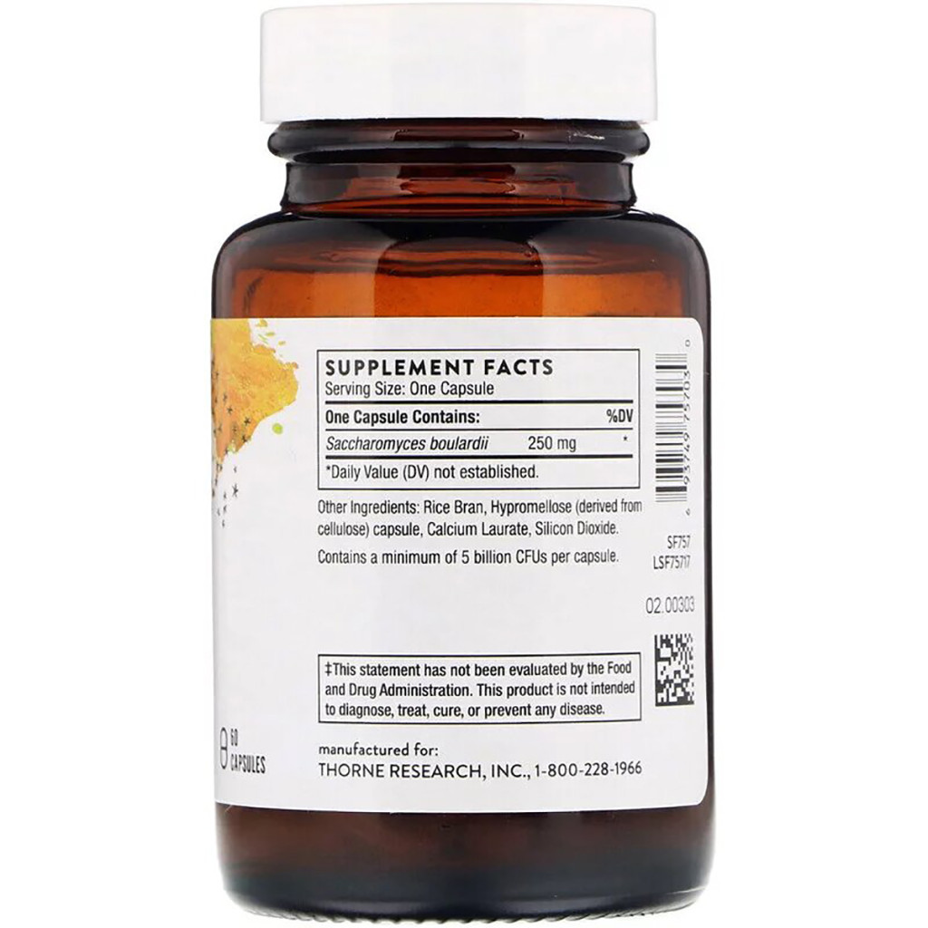 Пробіотики Thorne Research Сахароміцети буларді, Sacro-B, Probiotic, 60 капсул (THR-75703)