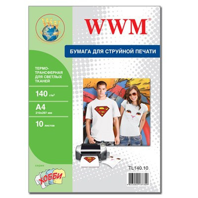 Фотопапір WWM A4 Termotransfers/White (TL140.10)