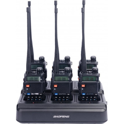 Портативна рація Baofeng UV-5RHC Black SIX PACK+Зарядний комплект (BL-5X6 + 6 BL-5L) (UV-5RHC_6_6WCBF888S_BL-5L)
