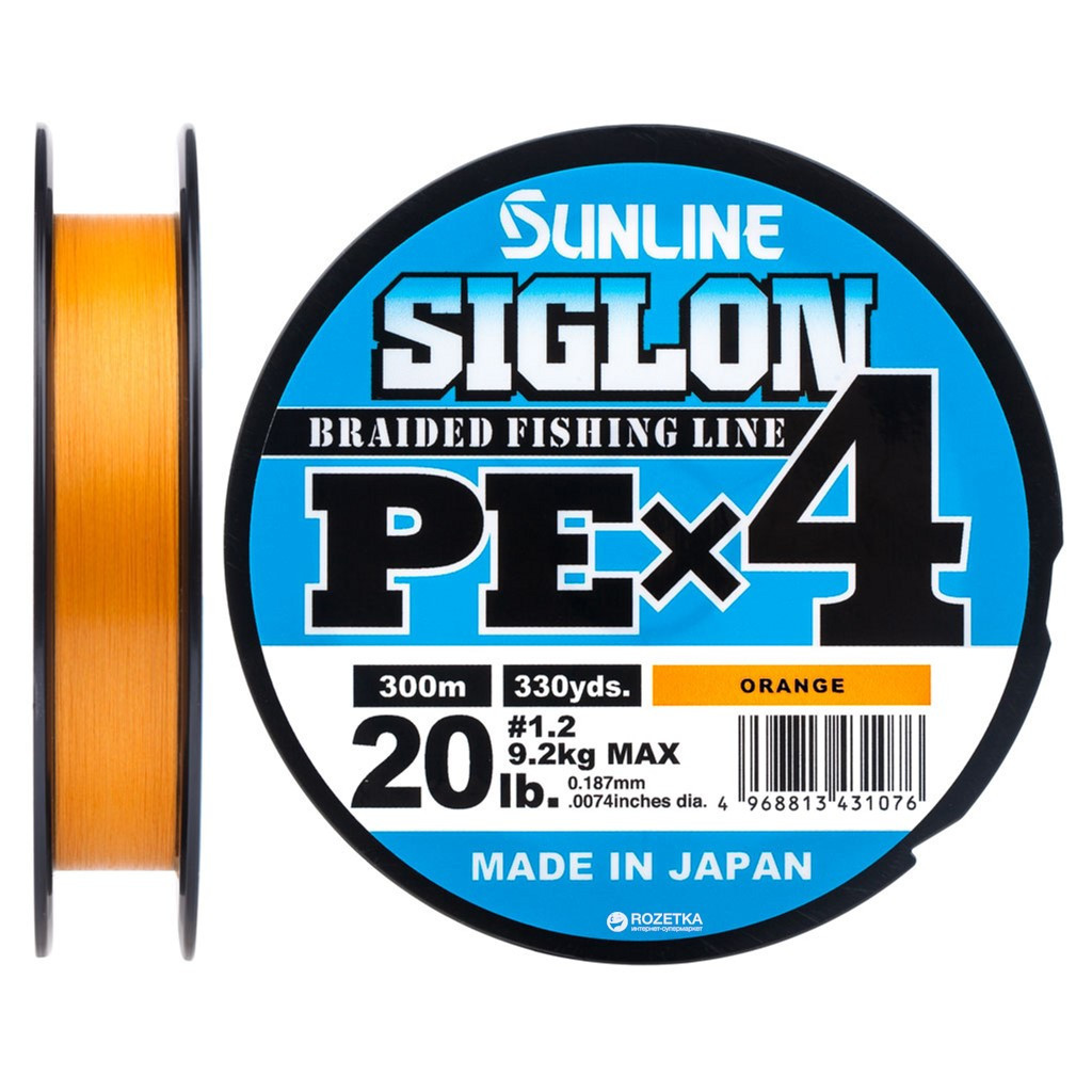 Шнур Sunline Siglon PE н4 300m 1.2/0.187mm 20lb/9.2kg Помаранч (1658.09.54)
