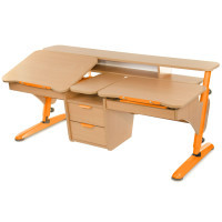 Desk Pondi Ergonomic transformer for 2 children Beech-orange. (BK311OR)