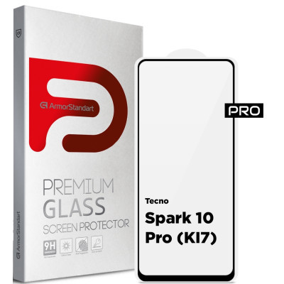 Скло захисне Armorstandart Pro Tecno Spark 10 Pro (KI7) Black (ARM67795)