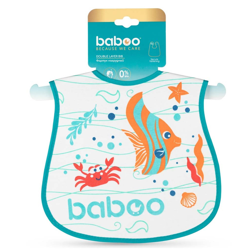Слинявчик Baboo бавовняний Sea Life, 3+ місяців (білий) (11-010)