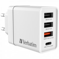 Зарядний пристрій Verbatim USB 30W PD3.0 4-ports white (49701)