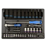 KING TONY 1/2" - 1/4" Extended Percussion Tool Set, E-Heads, Tri-Brush (9-7540MR)