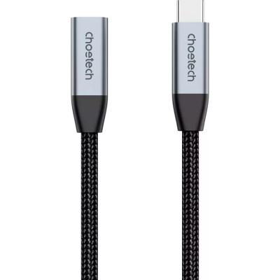 Дата кабель USB-C M/F 2.0m 10Gbps 100W nylon braid Choetech (XCC-1039-CA-GY)