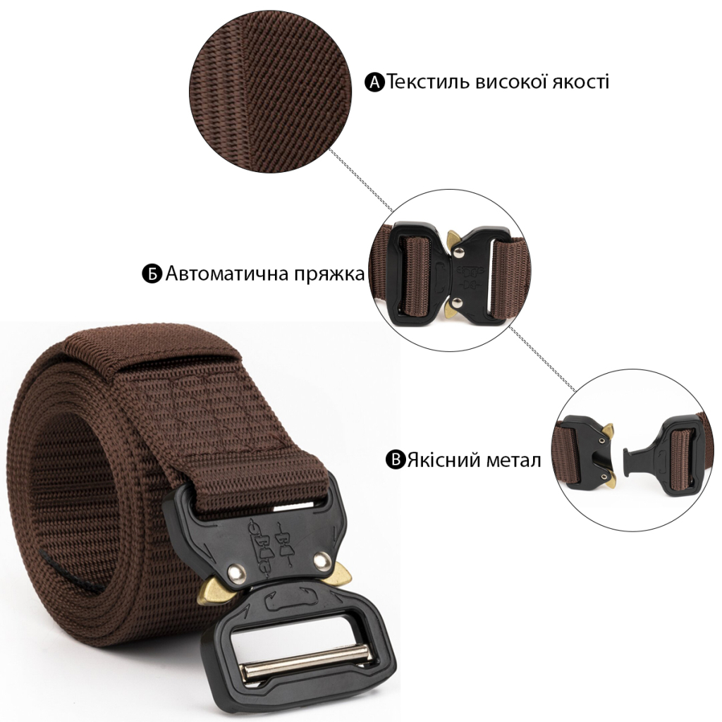 Ремінь Vintage Чоловічий текстильний Коричневий (20338)