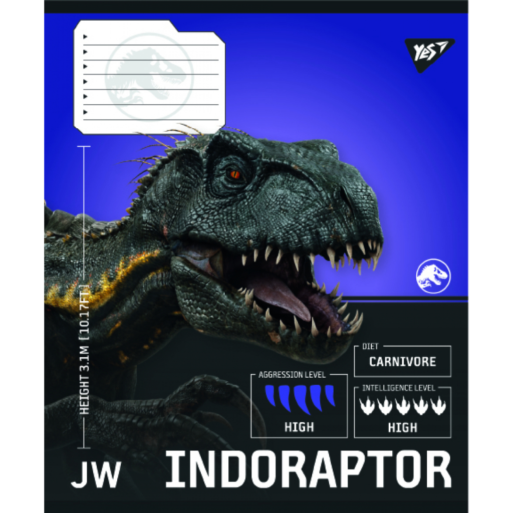 Зошит Yes JURASSIC WORLD Strength and Power А5 12 аркушів коса лінія (767665)