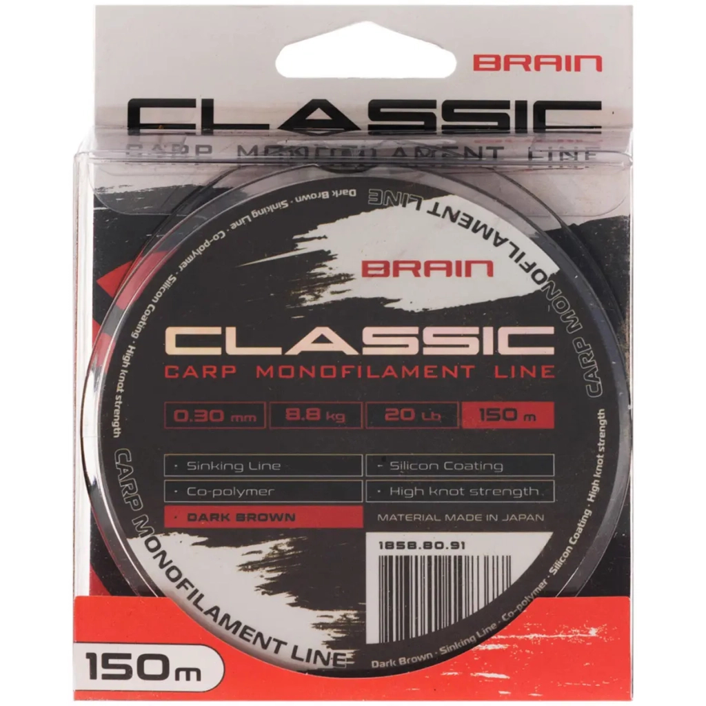 Волосінь Brain Classic Carp Line (dark brown) 150m 0.30mm 20lb 8.8kg (1858.80.91) Волосінь Brain Classic Carp Line (dark brown) 150m 0.30mm 20lb 8.8kg (1858.80.91)