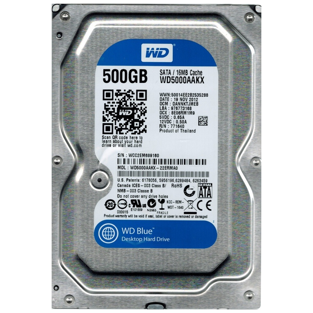 Жорсткий диск 3.5"  500Gb WD (WD5000AAKX)