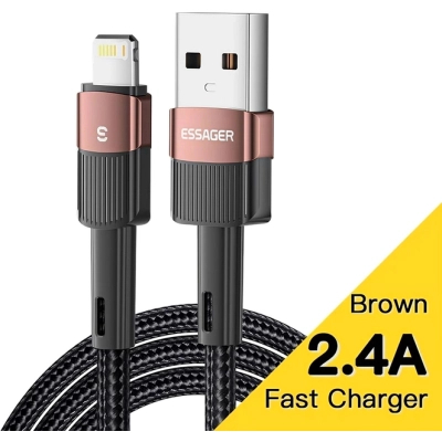 Дата кабель USB 2.0 AM to Lightning 2.0m 2.4A brown Essager (EXCL-XCA12)