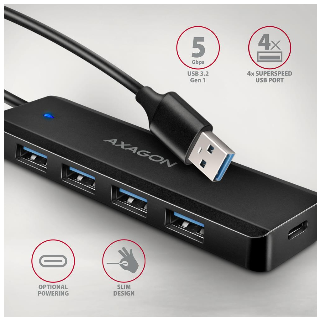 Концентратор AXAGON USB 3.1 to 4xUSB 3.0 black (HUE-C1A) Концентратор AXAGON USB 3.1 to 4xUSB 3.0 black (HUE-C1A)