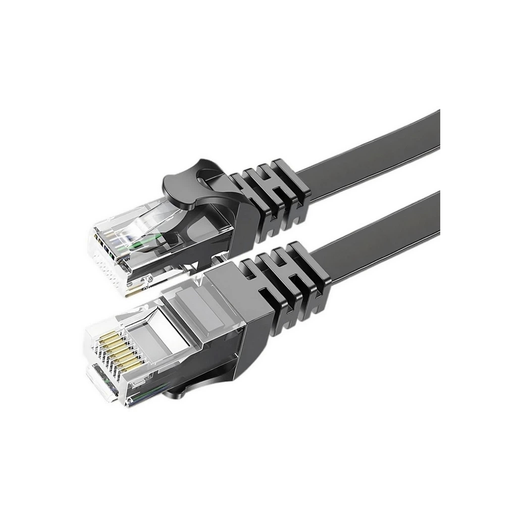 Патч-корд 15м UTP cat 6 RJ45 TopSpeed Ethernet Flat Cable Black Essager (EXCWXB-JSE01)