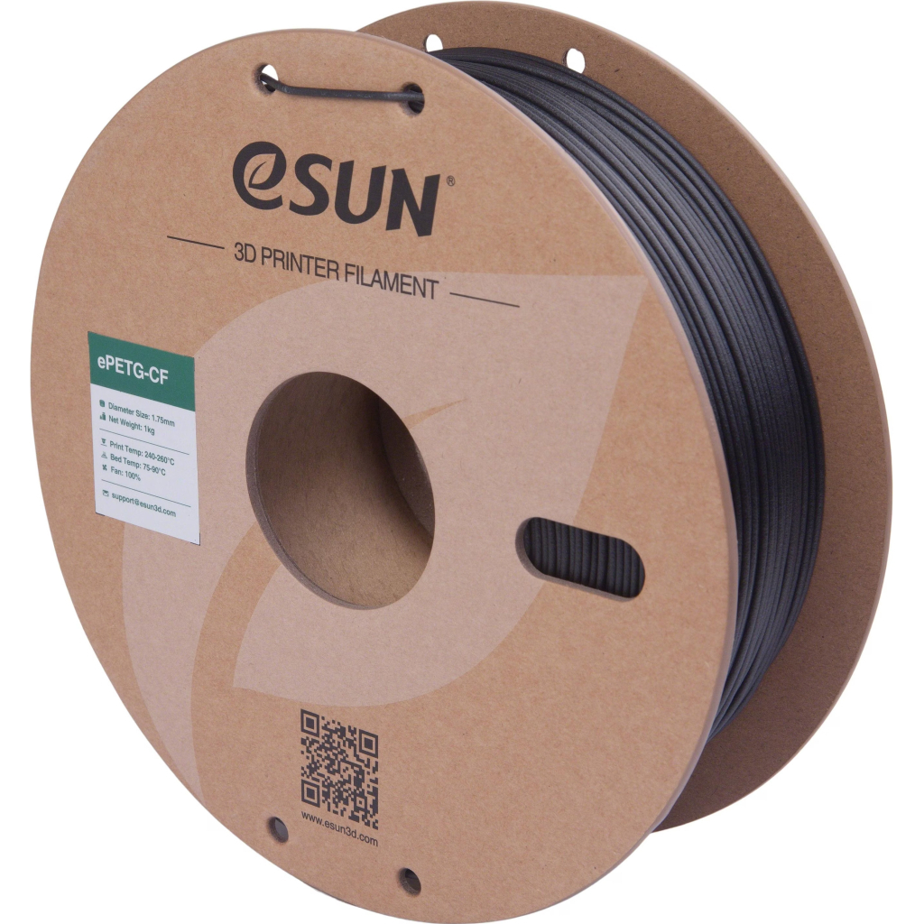 Пластик для 3D-принтера eSUN ePETG-CF 1,75mm 1kg BLACK (EPETG-CF-P175B1)