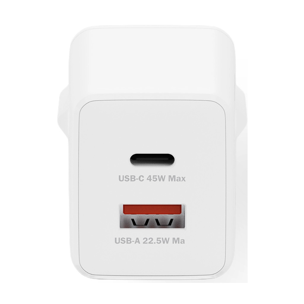 Зарядний пристрій Digitus 1xUSB-C + 1xUSB PD45W GaN white (DA-10302)