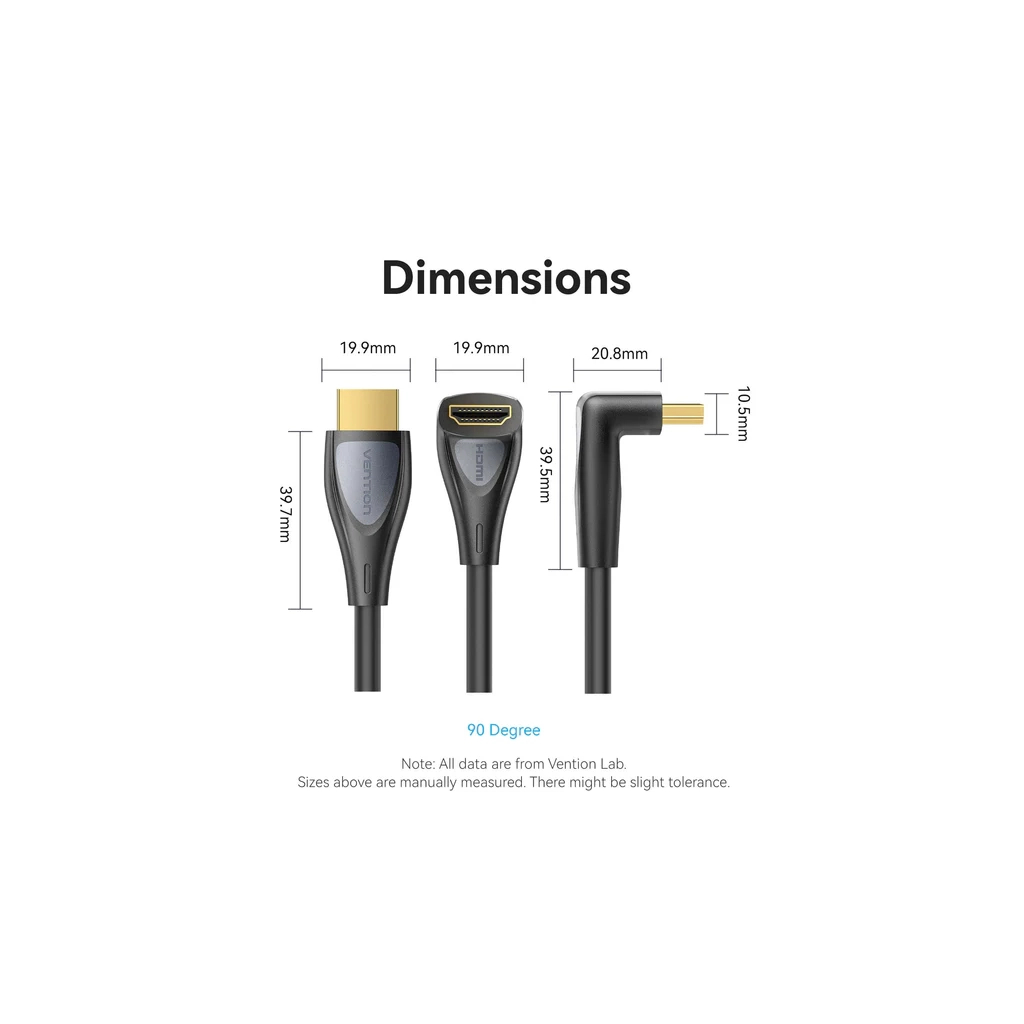 Кабель мультимедійний HDMI M to HDMI M 1.0m 4K60Hz 90° corner black Vention (ALRBF) Кабель мультимедійний HDMI M to HDMI M 1.0m 4K60Hz 90° corner black Vention (ALRBF)