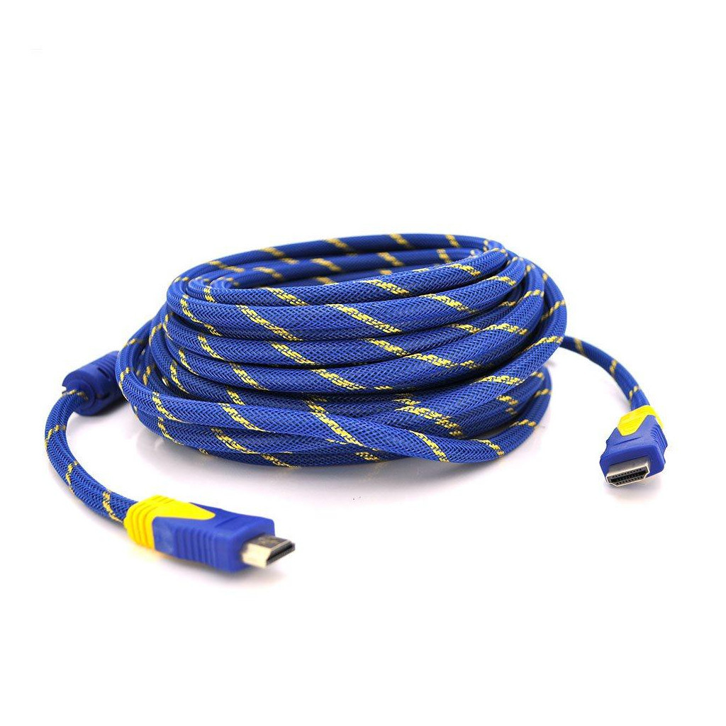 Кабель мультимедійний HDMI M to HDMI M 10.0m V1.4 blue/gold Merlion (YT-HDMI(M)/(M)NY/BL-10m)