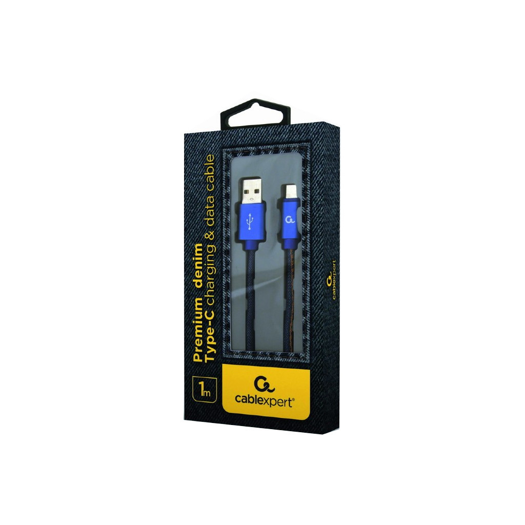 Дата кабель USB 2.0 AM to USB-C 1.0m 90° Cablexpert (CC-USB2J-AMCML-1M-BL)