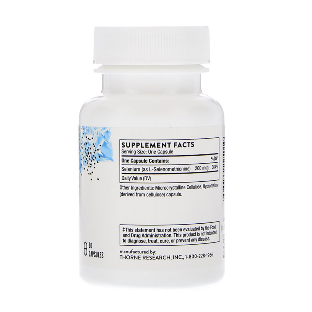Мінерали Thorne Research Селен, (селенометіонін), Selenomethionine, 60 капсул (THR-22501)
