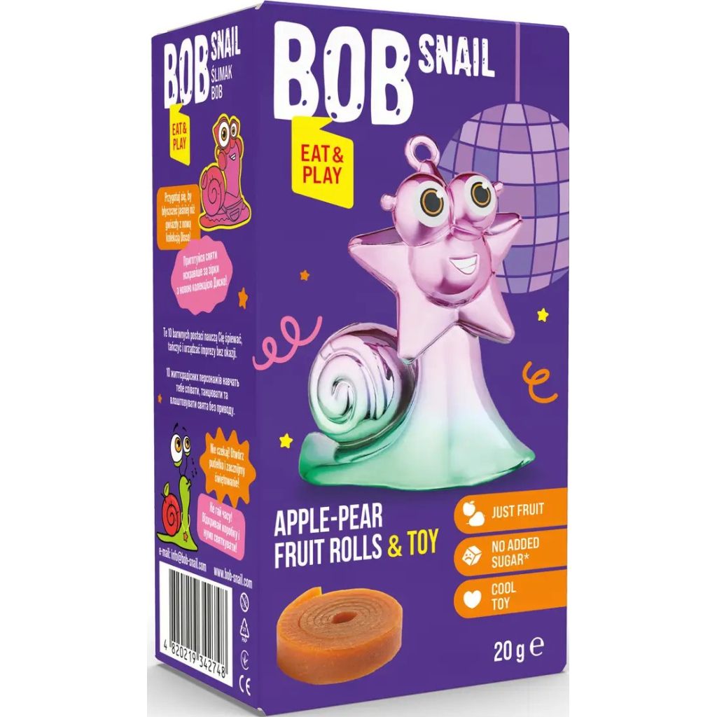 Цукерка Bob Snail Равлик Боб набір Яблуко-груша з іграшкою 20 г (4820219342748)