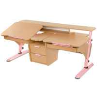 Desk Pondi Ergonomic transformer for 2 children Beech-pink (BK311RZ)