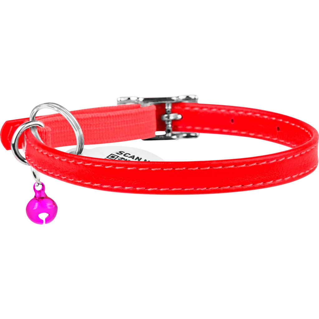 Нашийник для тварин WAUDOG Glamour з QR паспортом Д 17-20 см червоний (32753)