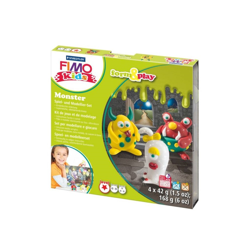 Набір для творчості Fimo Kids Монстр 4 кольори х 42 г (4007817806234)