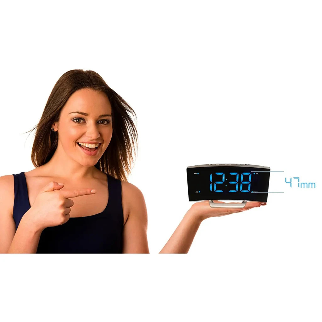 Настільний годинник Technoline WT460 Blue LED з радіо Black/Silver (DAS301824)