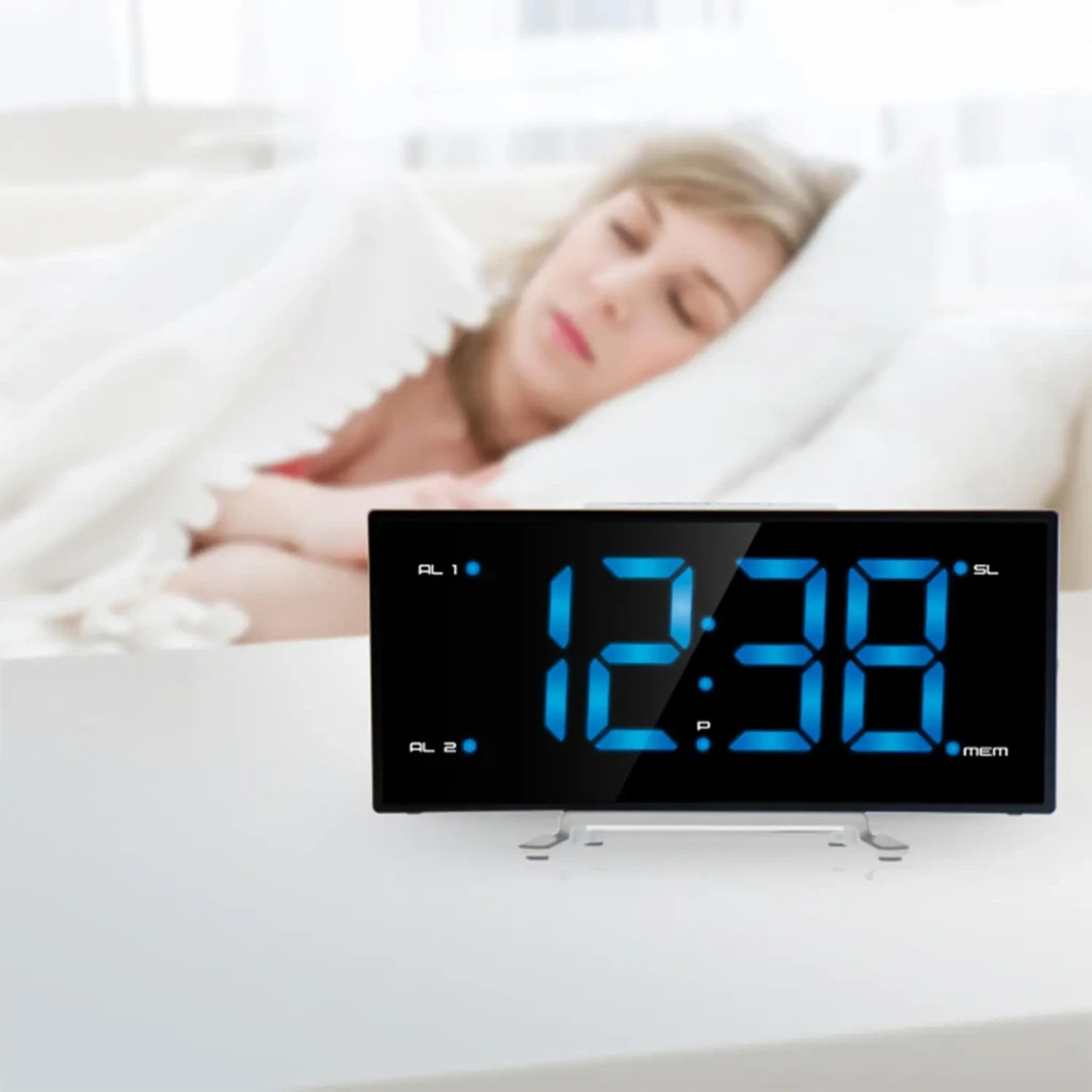 Настільний годинник Technoline WT460 Blue LED з радіо Black/Silver (DAS301824)