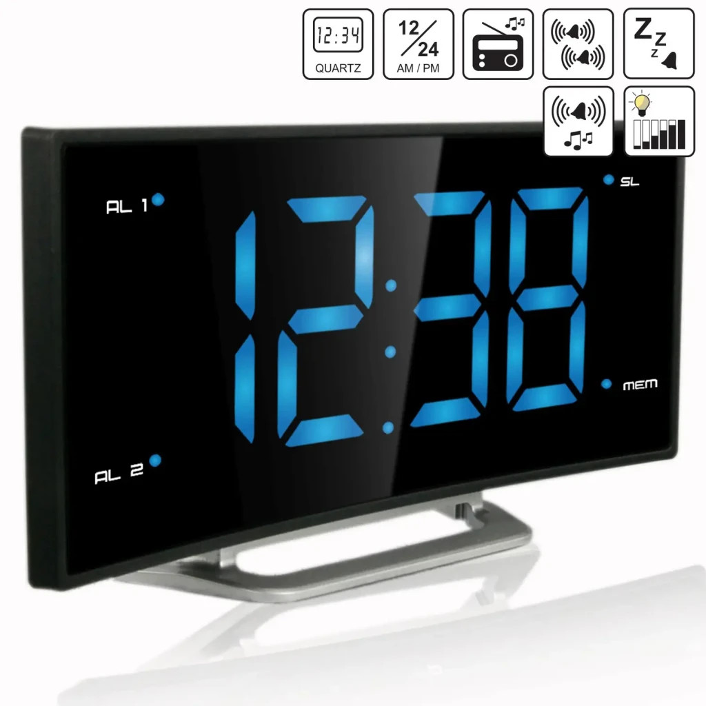 Настільний годинник Technoline WT460 Blue LED з радіо Black/Silver (DAS301824)