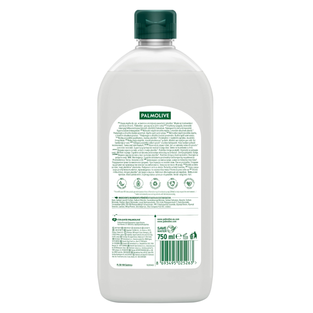 Рідке мило Palmolive Naturals Інтенсивне зволоження Молочко та оливка змінний блок 750 мл (8693495025263)