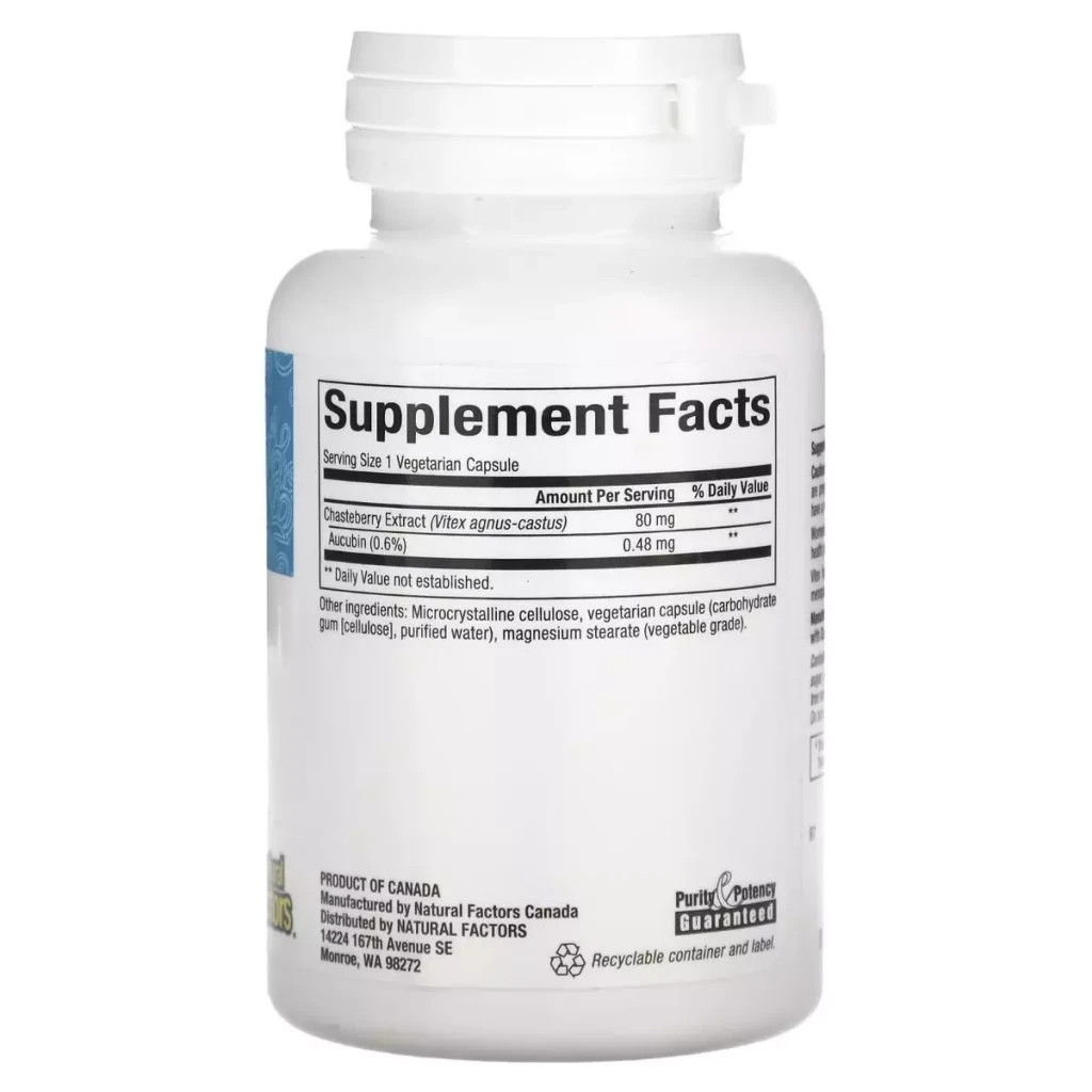 Трави Natural Factors Екстракт вітексу, WomenSense, Vitex Chasteberry Extract, 90 вегетаріанськ (NFS-04930)