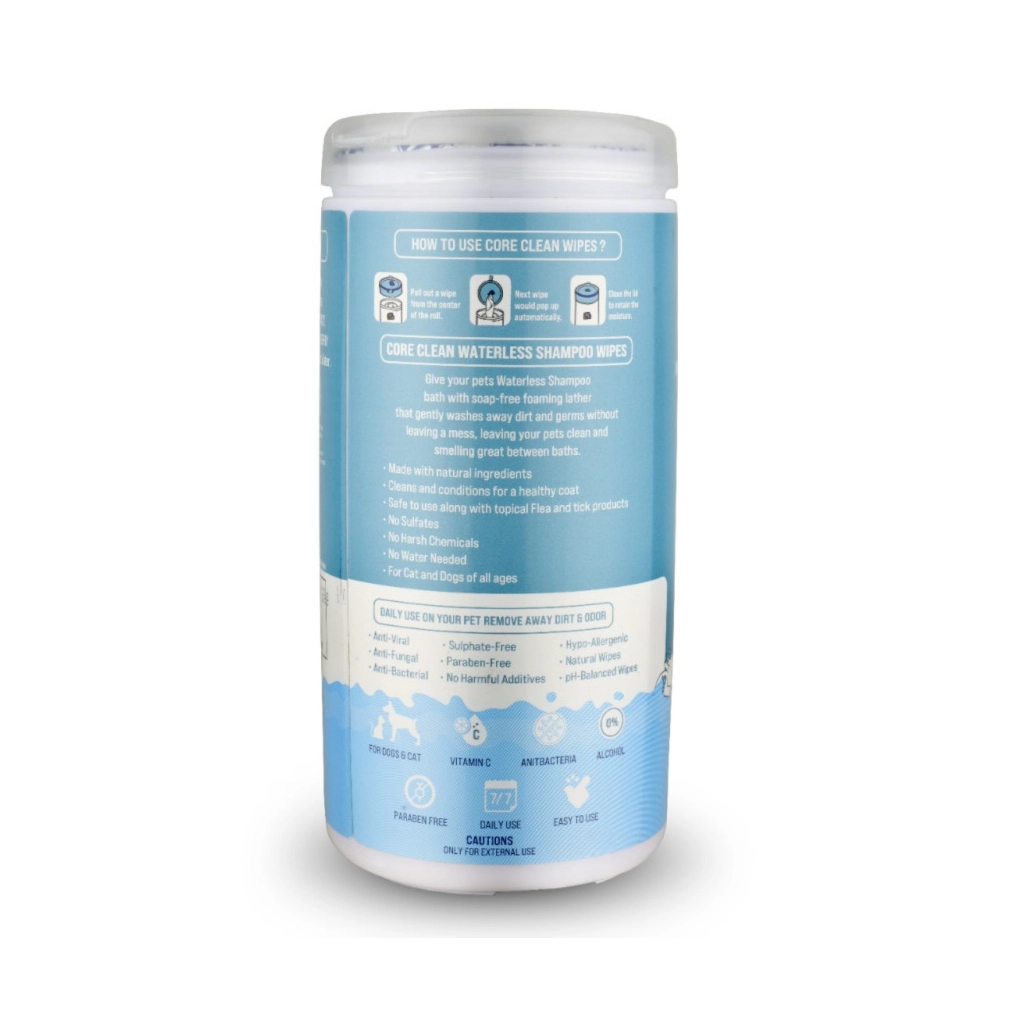 Вологі серветки для тварин Pet Clean PET WATERLESS SHAMPOO WIPES швидке очищення складок з медово-вівсяним ароматом 50 шт (8939111098762)
