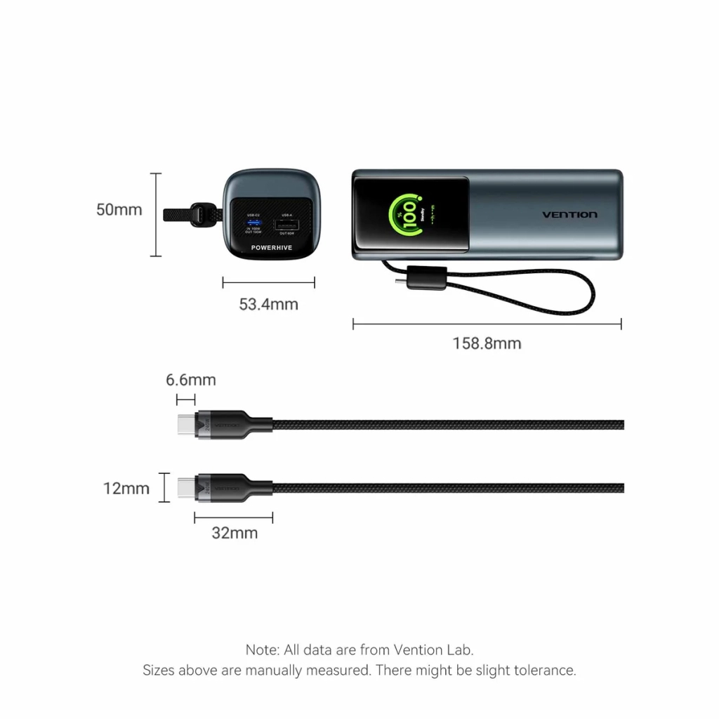 Повербанк Vention 27000 mAh 200W Gray TFT Display Type (FKGH0) Повербанк Vention 27000 mAh 200W Gray TFT Display Type (FKGH0)