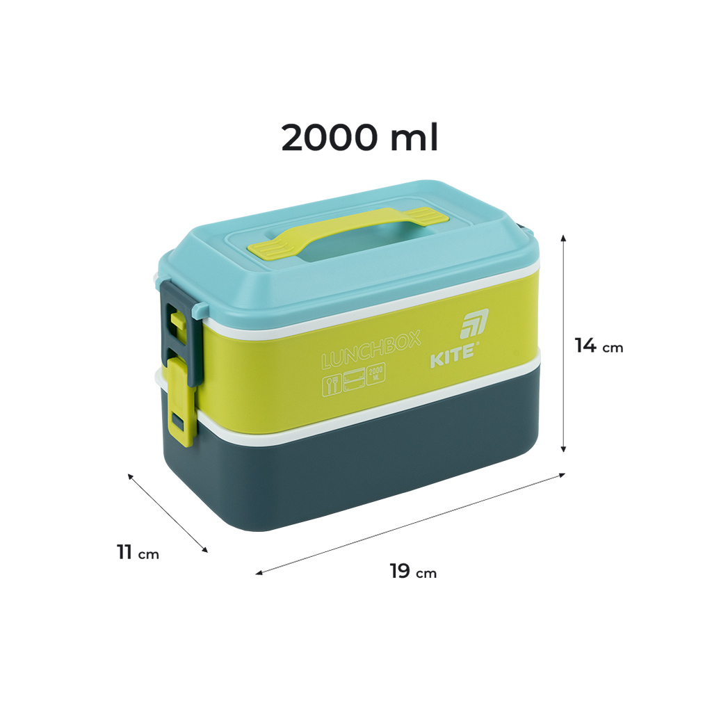 Ланч-бокс Kite подвійний з наповненням 2000 мл синій (K25-1184-2) Ланч-бокс Kite подвійний з наповненням 2000 мл синій (K25-1184-2)