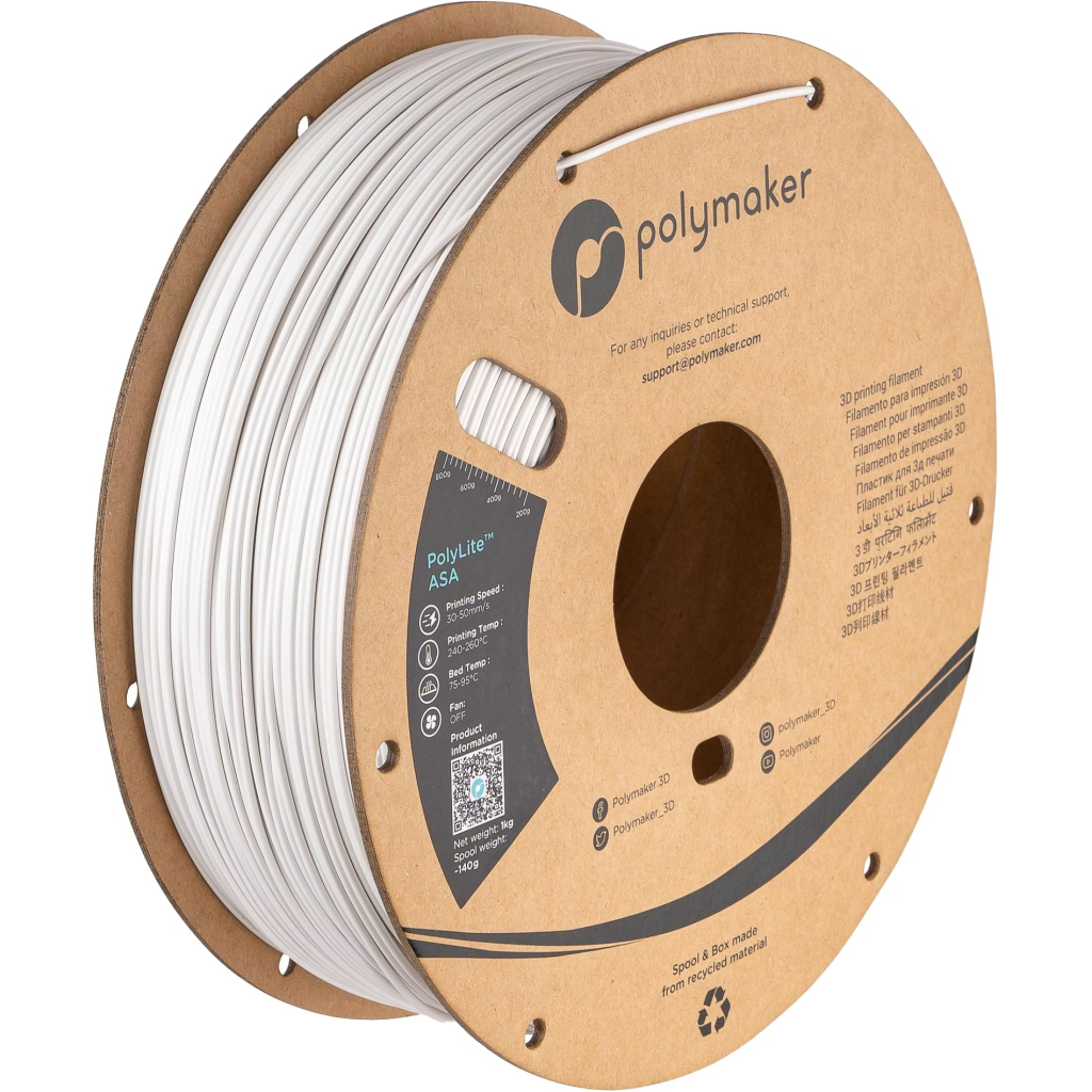 Пластик для 3D-принтера Polymaker ASA POLYLITE 1,75mm 1kg WHITE (PF01002)