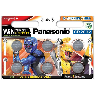 Батарейка Panasonic CR 2032 Lithium * 6 Power Rangers (CR-2032EL/6BPR)