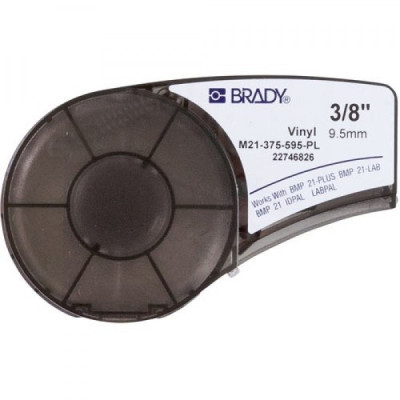 Brady vinyl label printer ribbon, 9.53mm/6.4m. white on purple. (M21-375-595-PL)