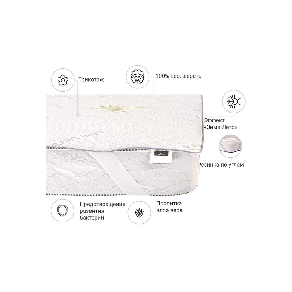 Наматрацник MirSon №1017 Alberto Wool Seasons Strong Aloe Vera 70х140 см (2200001495135) Наматрацник MirSon №1017 Alberto Wool Seasons Strong Aloe Vera 70х140 см (2200001495135)