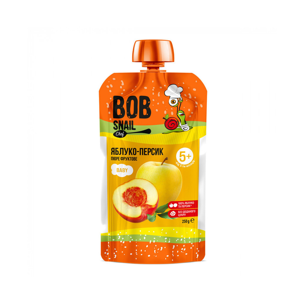 Дитяче пюре Bob Snail Равлик Боб Яблуко-Персик 250 г (4820219345169) Дитяче пюре Bob Snail Равлик Боб Яблуко-Персик 250 г (4820219345169)