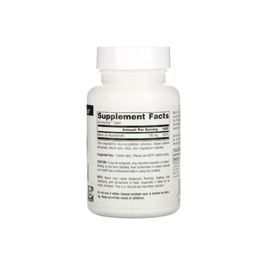 Вітамін Source Naturals Ніацин, Вітамін В3, 100 мг, Niacin, 100 таблеток (SN0501)
