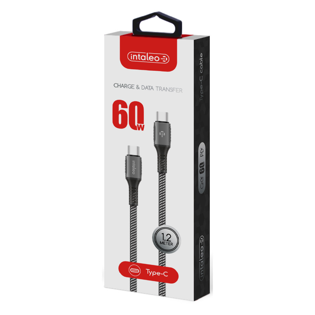 Дата кабель USB-C to USB-C 2.0m CBGPD60WTT2 60W grey Intaleo (1283126518102)