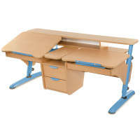 Desk Pondi Ergonomic transformer for 2 children Beech-blue (BK311СН)