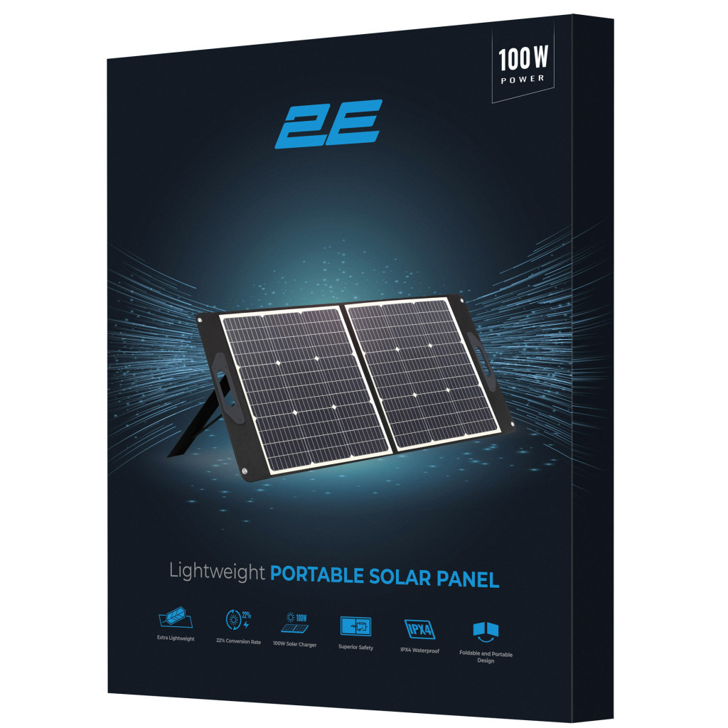 Портативна сонячна панель 2E 100 Вт, 2S, 3M Anderson, QC3.0, 24 Вт+Type-C 45 Вт (2E-PSPLW100)