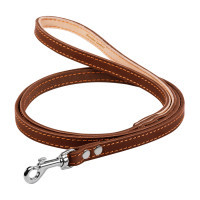 Leash for dogs Collar single with stitching W 14 mm L 122 cm brown (04516)