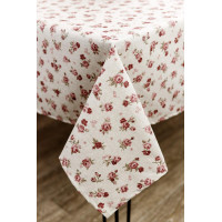 Simfoni Provence waterproof tablecloth Red roses on naturel 180x136 cm (033553)