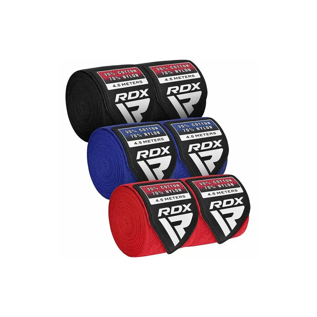 Бинт для спорту RDX для боксу RB Hand Wraps Combine 3 пари Red,Black,Blue (4.5м.) (HWC-RBU+)