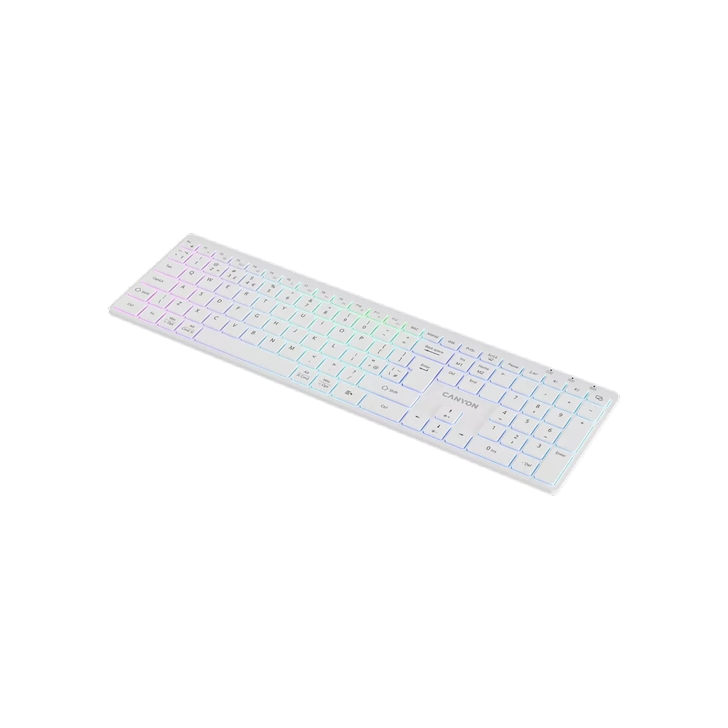 Клавіатура Canyon HKB-W11 Slim Dual Mode Wireless/Bluetooth RGB UA White (CNS-HBTK11W)