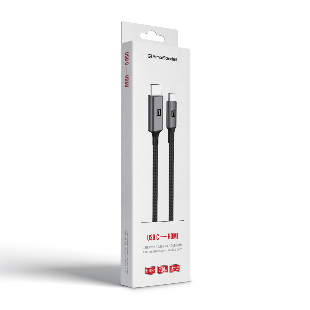 Кабель мультимедійний USB-C to HDMI M 2.0m 4K60Hz black Armorstandart (ARM76891)